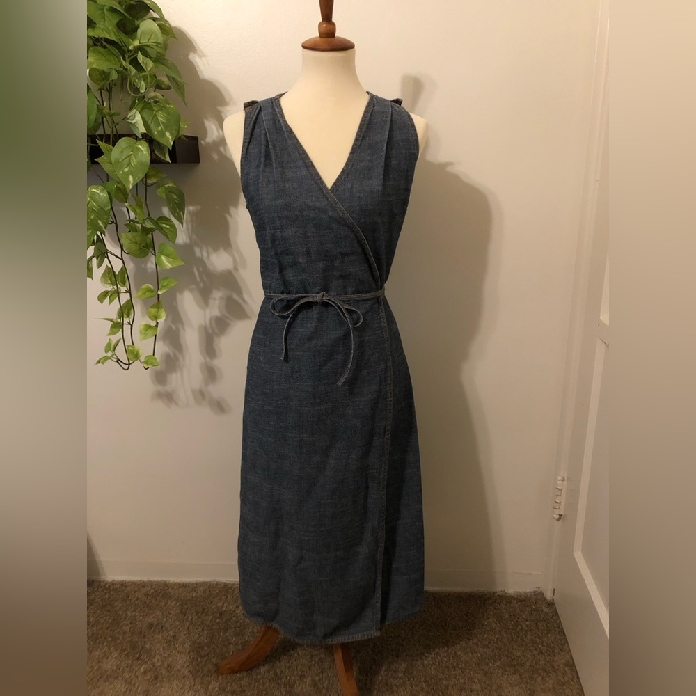 Vintage BDG sleeveless denim midi wrap dress